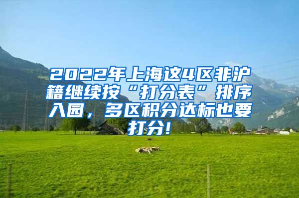 2022年上海这4区非沪籍继续按“打分表”排序入园，多区积分达标也要打分!