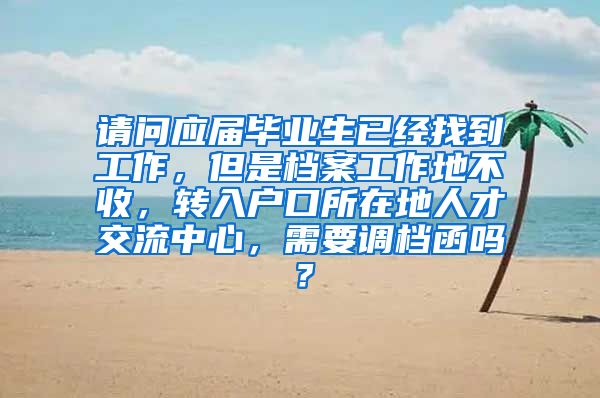 请问应届毕业生已经找到工作，但是档案工作地不收，转入户口所在地人才交流中心，需要调档函吗？