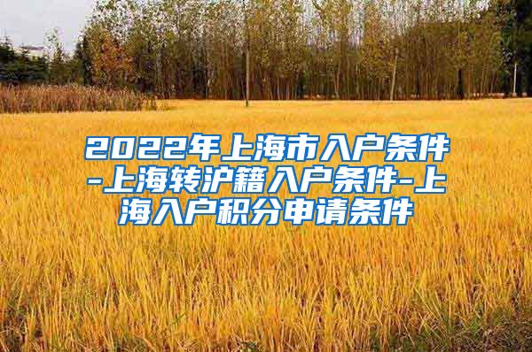 2022年上海市入户条件-上海转沪籍入户条件-上海入户积分申请条件