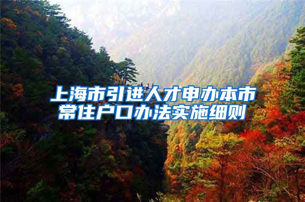 上海市引进人才申办本市常住户口办法实施细则