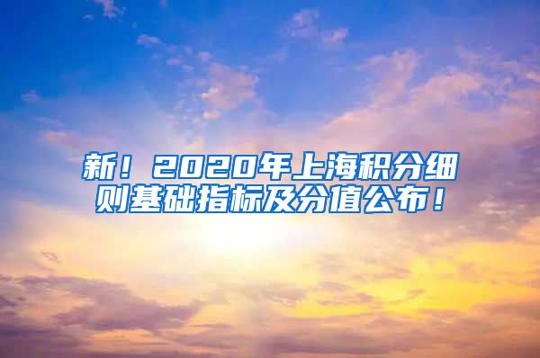 新！2020年上海积分细则基础指标及分值公布！