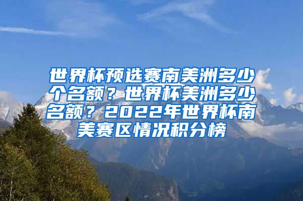 世界杯预选赛南美洲多少个名额？世界杯美洲多少名额？2022年世界杯南美赛区情况积分榜