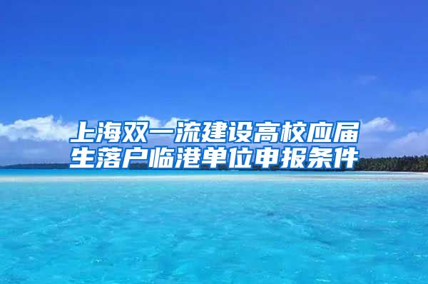 上海双一流建设高校应届生落户临港单位申报条件