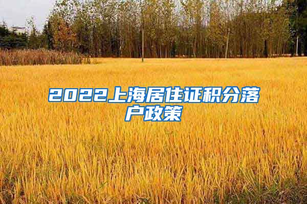 2022上海居住证积分落户政策