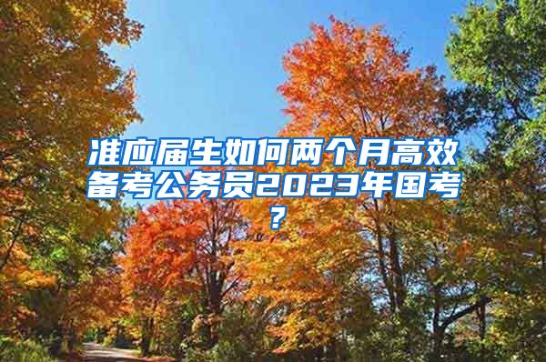 准应届生如何两个月高效备考公务员2023年国考？