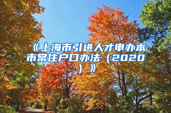 《上海市引进人才申办本市常住户口办法（2020）》