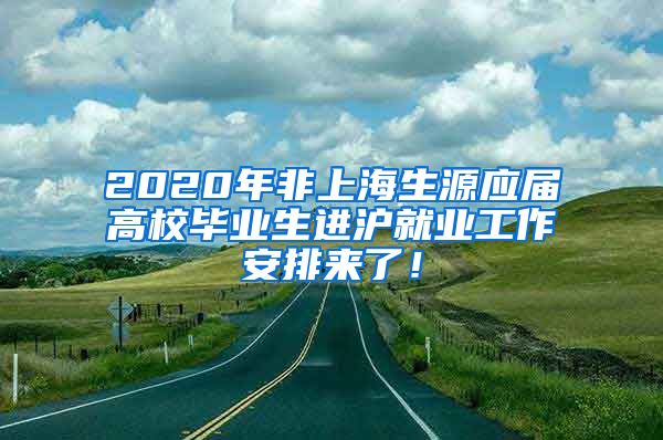 2020年非上海生源应届高校毕业生进沪就业工作安排来了！