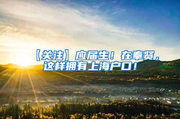 【关注】应届生！在奉贤，这样拥有上海户口！