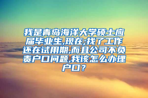 我是青岛海洋大学硕士应届毕业生,现在;找了工作还在试用期,而且公司不负责户口问题,我该怎么办理户口？