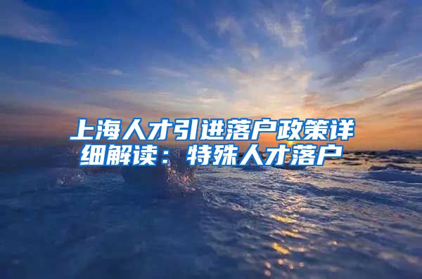 上海人才引进落户政策详细解读：特殊人才落户