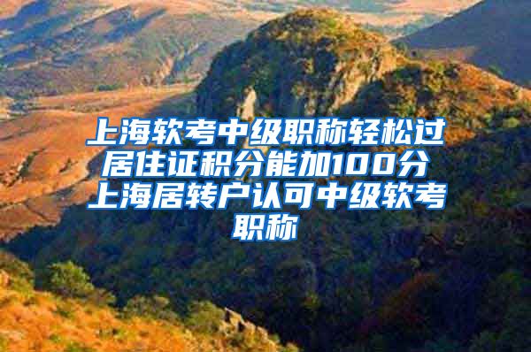 上海软考中级职称轻松过 居住证积分能加100分 上海居转户认可中级软考职称