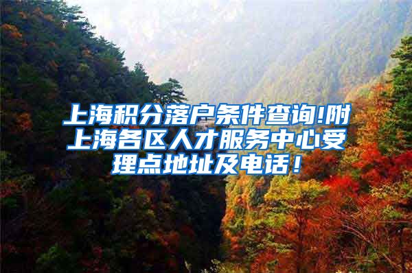 上海积分落户条件查询!附上海各区人才服务中心受理点地址及电话！