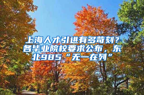 上海人才引进有多苛刻？各毕业院校要求公布，东北985“无一在列”