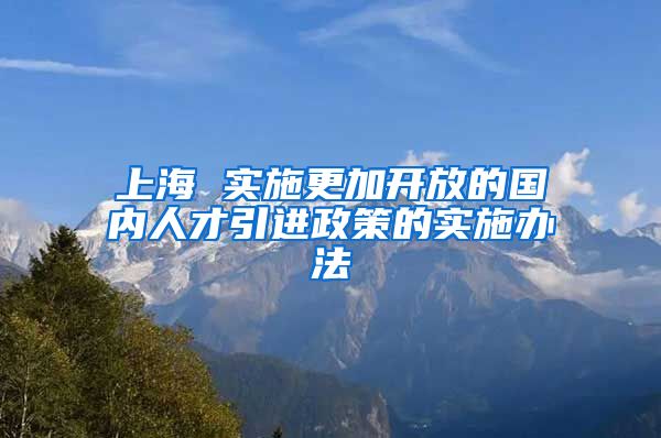 上海 实施更加开放的国内人才引进政策的实施办法