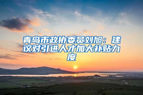 青岛市政协委员刘旭：建议对引进人才加大补贴力度