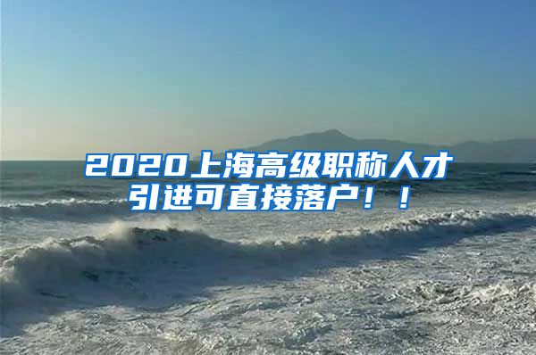 2020上海高级职称人才引进可直接落户！！