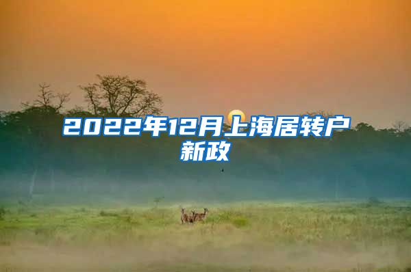 2022年12月上海居转户新政