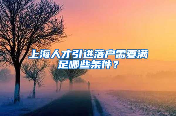 上海人才引进落户需要满足哪些条件？