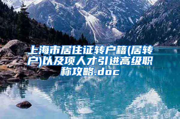 上海市居住证转户籍(居转户)以及项人才引进高级职称攻略.doc