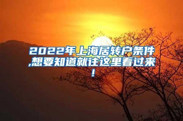 2022年上海居转户条件,想要知道就往这里看过来！