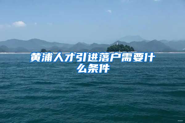 黄浦人才引进落户需要什么条件