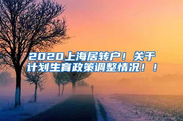 2020上海居转户！关于计划生育政策调整情况！！