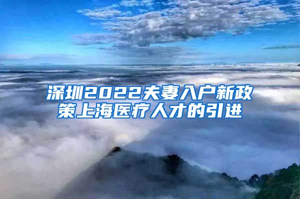 深圳2022夫妻入户新政策上海医疗人才的引进