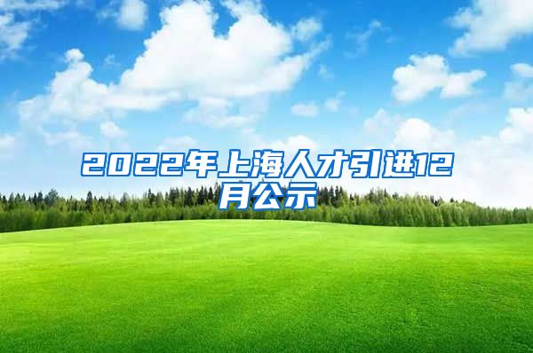 2022年上海人才引进12月公示