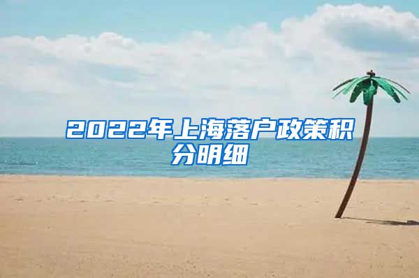 2022年上海落户政策积分明细