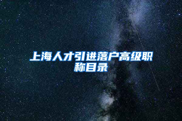 上海人才引进落户高级职称目录