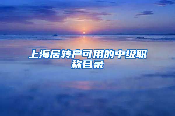 上海居转户可用的中级职称目录