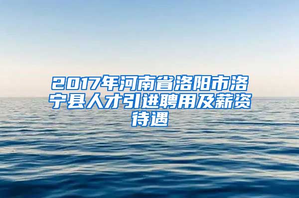 2017年河南省洛阳市洛宁县人才引进聘用及薪资待遇