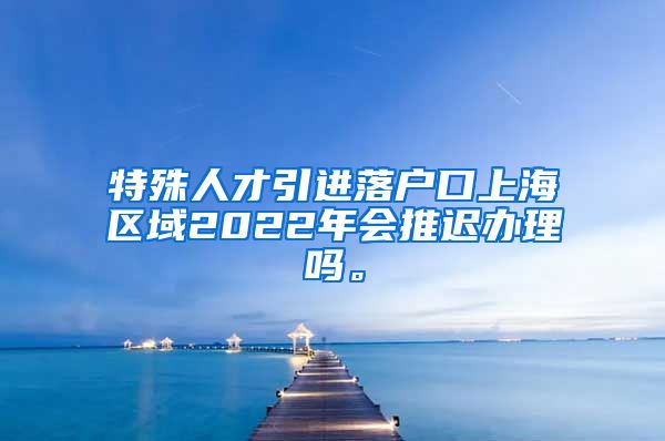 特殊人才引进落户口上海区域2022年会推迟办理吗。