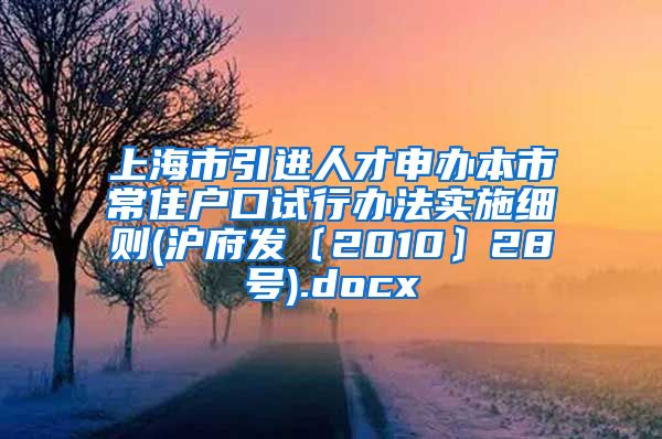 上海市引进人才申办本市常住户口试行办法实施细则(沪府发〔2010〕28号).docx