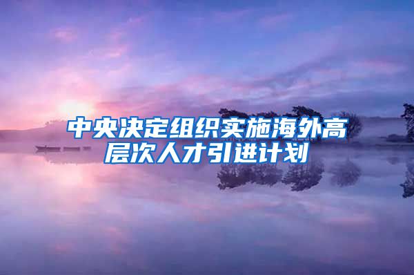 中央决定组织实施海外高层次人才引进计划