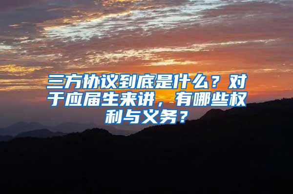 三方协议到底是什么？对于应届生来讲，有哪些权利与义务？