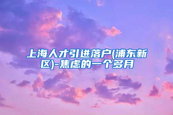 上海人才引进落户(浦东新区)-焦虑的一个多月