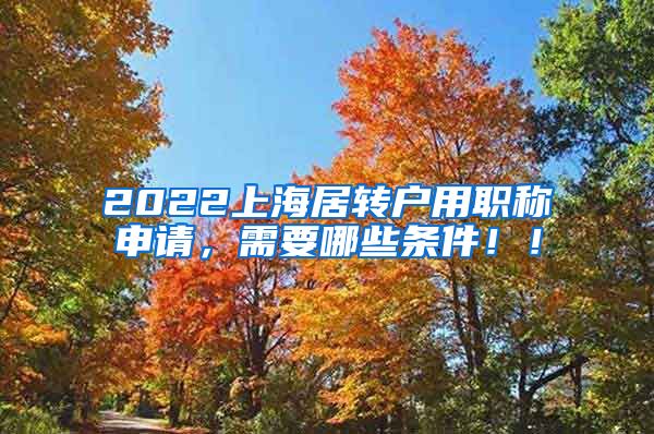 2022上海居转户用职称申请，需要哪些条件！！