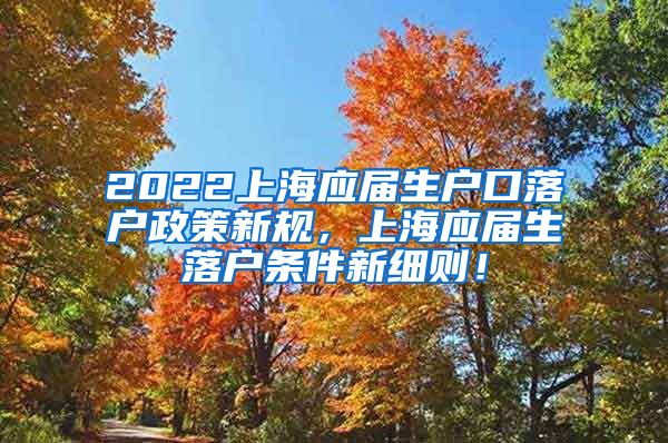 2022上海应届生户口落户政策新规，上海应届生落户条件新细则！