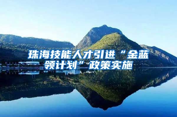 珠海技能人才引进“金蓝领计划”政策实施