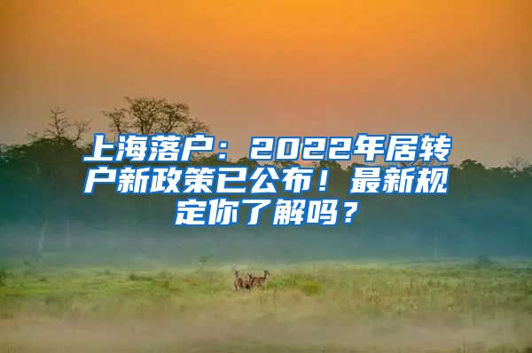 上海落户：2022年居转户新政策已公布！最新规定你了解吗？