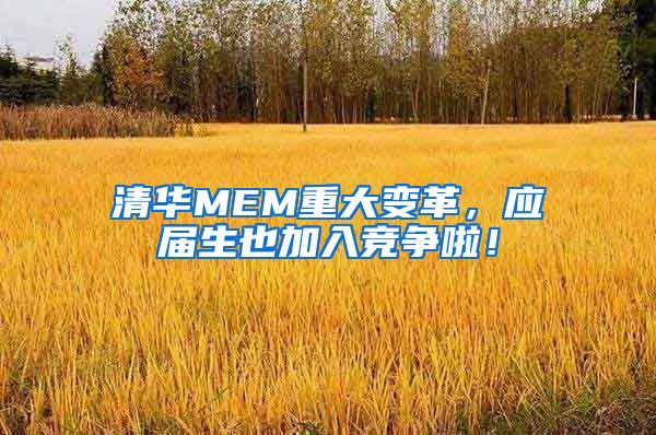 清华MEM重大变革，应届生也加入竞争啦！