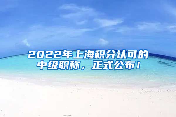 2022年上海积分认可的中级职称，正式公布！