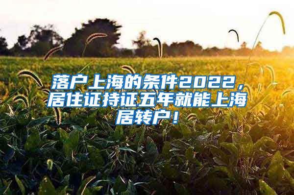 落户上海的条件2022，居住证持证五年就能上海居转户！
