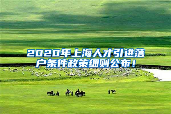 2020年上海人才引进落户条件政策细则公布！