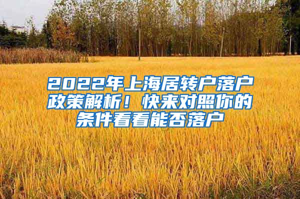 2022年上海居转户落户政策解析！快来对照你的条件看看能否落户