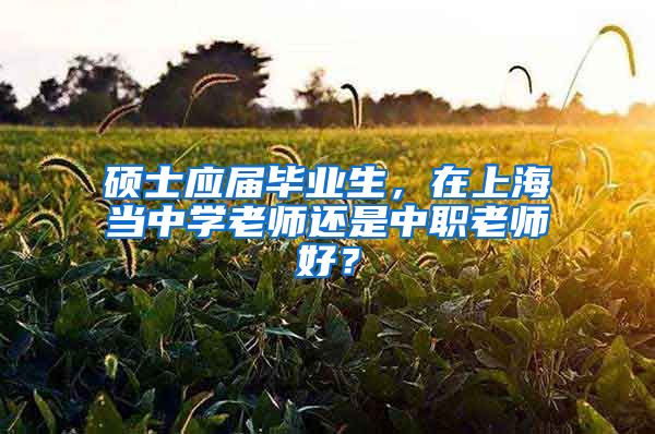 硕士应届毕业生，在上海当中学老师还是中职老师好？