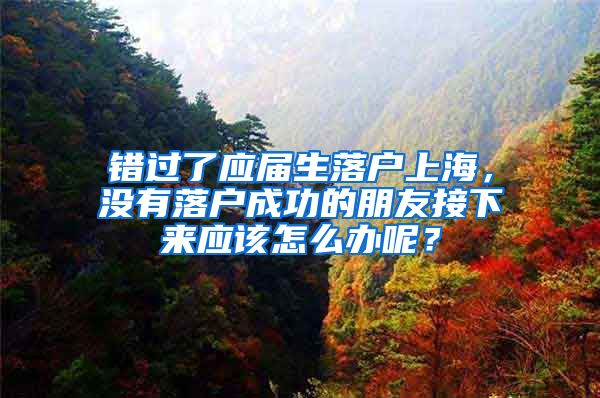 错过了应届生落户上海，没有落户成功的朋友接下来应该怎么办呢？