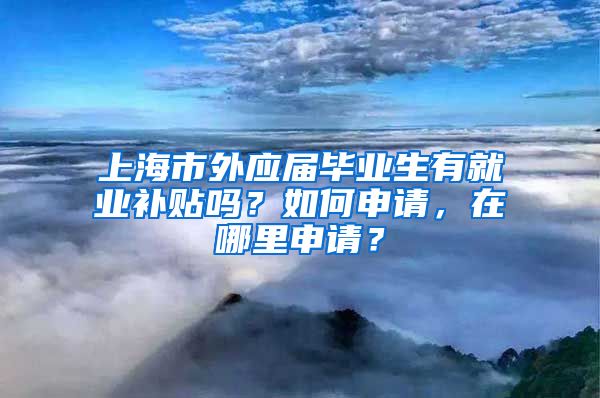 上海市外应届毕业生有就业补贴吗？如何申请，在哪里申请？