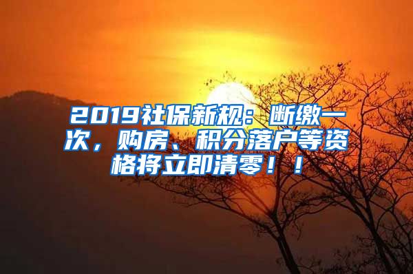 2019社保新规：断缴一次，购房、积分落户等资格将立即清零！！